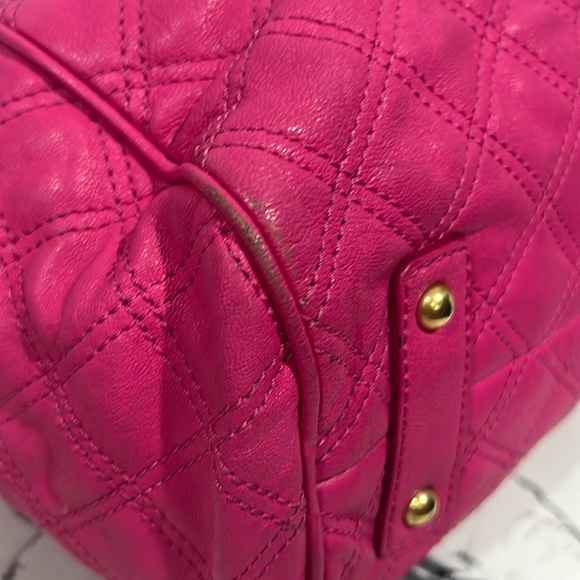 Marc Jacobs Stam Barbie pink Quilted Kiss Lock Snap Closure Satchel Purse Y2K … - Picture 9 of 10